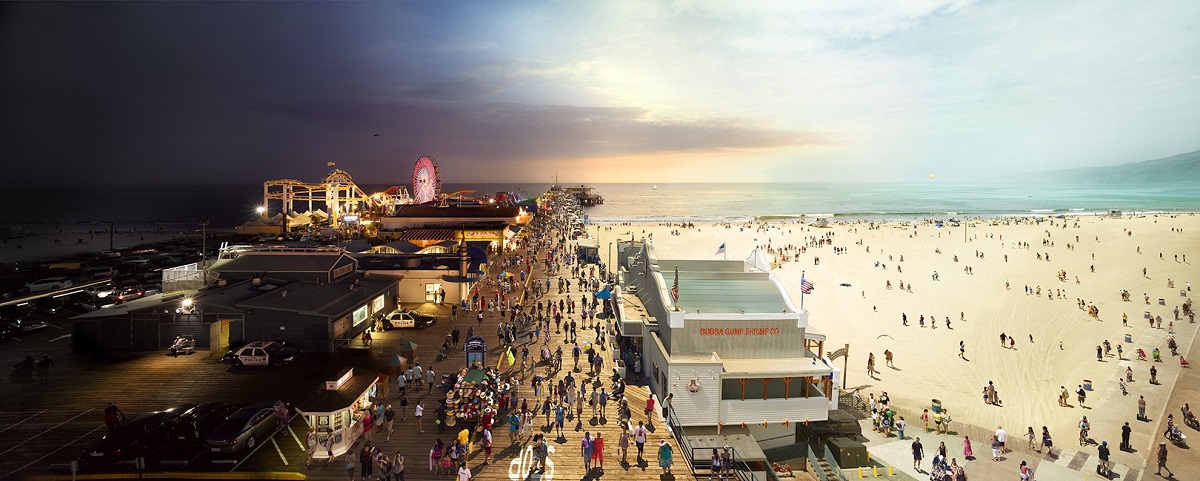 Photo of the american beach Santa Monica Pier, near Los Angeles, by Stephen Wilkes.